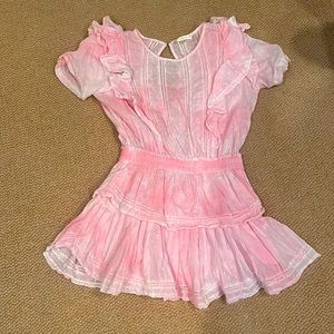 Love Shack Fancy Natasha Mini Dress in Peony Pink (size small)